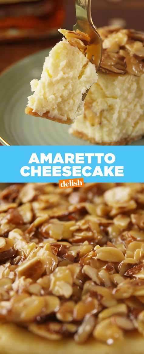 Amaretto Cheesecake Is Pure Delicious Decadence Delish Amaretto Recipe, Amaretto Cheesecake, Savory Cakes, Savoury Cake, Christmas Goodies, Frappe, Favorite Desserts, Cheesecake Recipes, Clean Eating Snacks