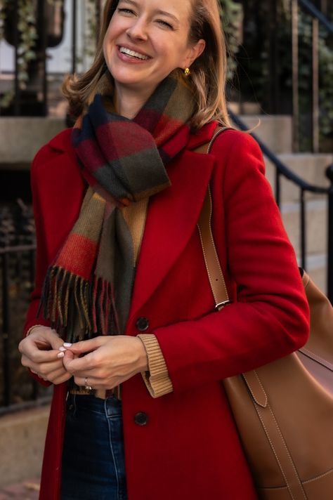 Red scarf outfit