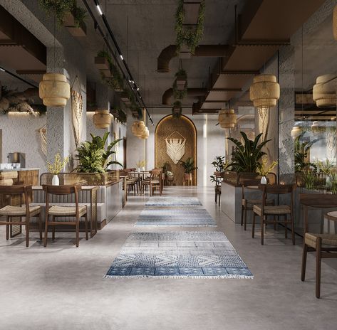 BOHO CAFE :: Behance Boho Cafe, Boho Restaurant, Rooftop Restaurant Design, Boho Deco, Rooftop Restaurant, College Study, Cafe Interior Design, Cairo Egypt, Restaurant Interior Design