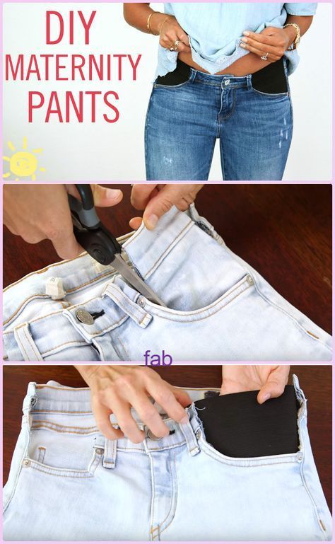 DIY Maternity Jeans Hack Tutorial-Video Diy Maternity Clothes, Diy Hanging Shelves, Diy Jeans, Closet Organization Diy, Peplum Tops, Jeans Diy, Maternity Pants, Maternity Jeans, Clothing Hacks