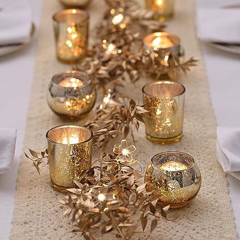 Wedding Votives, Gold Votive Candle Holders, Gold Votive Candles, Mercury Glass Candle Holders, Mercury Glass Votives, Tafel Decor, Glass Votive Candle Holders, Glass Votive Holders, Gold Candle Holders