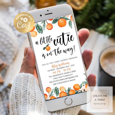 Cutie Gender Reveal, Cutie Is On The Way, Citrus Baby, Orange Theme, Wild One Birthday Invitations, Baby Shower Announcement, Gender Reveal Party Theme, Gender Reveal Themes, Orange Baby Shower