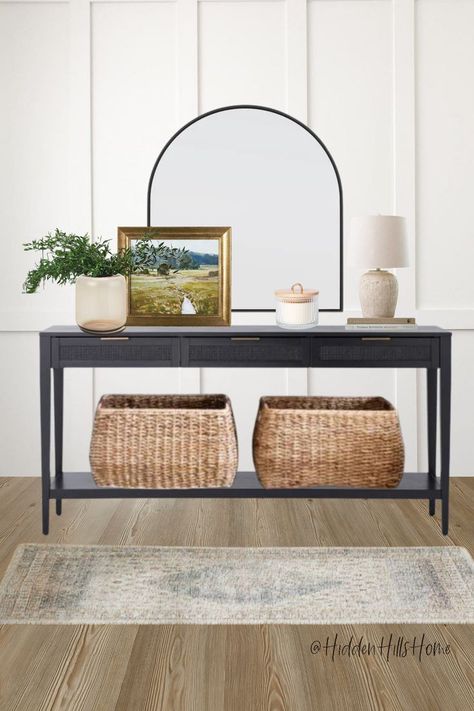 Studio Mcgee Console Table, Studio Mcgee Entryway, Mcgee Entryway, Decor Mood Board, Console Table Black, Ranch House Remodel, Drawer Console Table, Home Decor Finds, Drawer Console