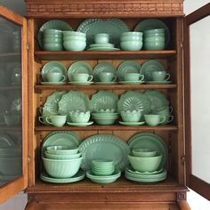 Jadite Green, Green Milk Glass, Vintage Dishware, Big Move, Antique Glassware, Vintage Kitchenware, My Coffee, Vintage Dishes, Vintage Pyrex