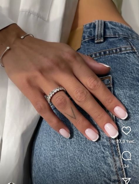 Gel French Manicure Squoval, Opaque French Tip Nails, French Nails Rounded Square, Squavol French Tip Nails, Short Bachelorette Nails, French Manicure Square Round, Round Square French Tip Nails, Light French Tip Nails, French Tip Squoval Nails