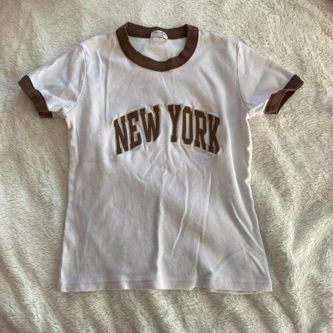 New York Baby Tee, Brown Graphic Tee, New York Fits, New York T Shirt, Vintage New York, John Galt, Baby Tee, Infant Tees, White Shirt