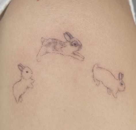 Korean Tattoo Designs, Tattoo Designs Elephant, Legs Tattoo, Korean Tattoo, Bunny Tattoo, Horoscope Tattoos, Funky Tattoos, Cute Tats, Bunny Tattoos