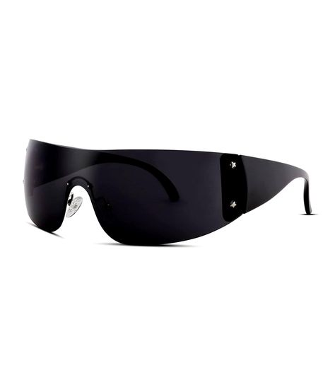 NULOOQ Rimless Sunglasses Frameless Oversized Y2k Sunglasses, Super Dark, Rimless Sunglasses, Shield Sunglasses, Charli Xcx, Oversized Sunglasses, Wrap Around, Sunglass Frames, Shades Of Black