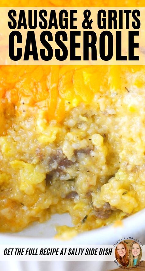 Egg And Grits Casserole, Sausage Cheese Grits Casserole, Breakfast Casserole Grits Sausage Eggs, Breakfast Casserole Grits, Grit Breakfast Casserole, Grits Sausage And Egg Casserole, Sausage Grits Casserole Breakfast Pioneer Woman, Grits And Eggs Breakfast Recipes, Breakfast Rice Casserole