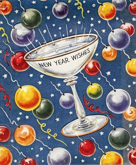 New Year Vintage, Vintage Happy New Year, New Years Eve Day, Vintage Holiday Cards, 동화 삽화, Pintura Exterior, Happy New Year Cards, Happy New Year Wishes, New Year Greeting Cards