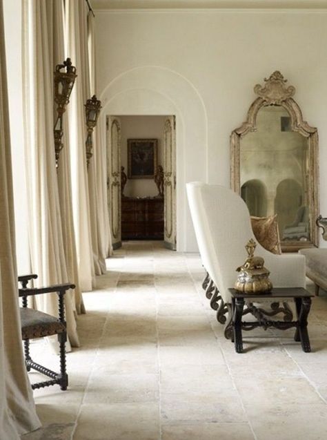 Shabby Home, Limestone Flooring, Mirror Mirror On The Wall, Mirror On The Wall, Elegant Interiors, Cheap Decor, Stone Flooring, Interior Wall, Floor Design