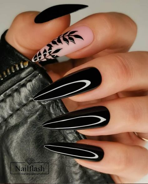 A women's lifestyle destination dedicated to style, entertainment, love, and living beautifully. Her Nails, Black Nail Designs, Latest Nail Art, White Nail, Fire Nails, Best Acrylic Nails, Gorgeous Nails, Stiletto Nails, Cute Acrylic Nails