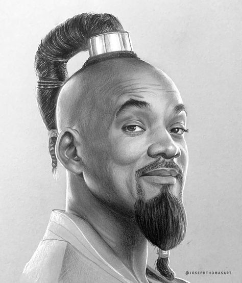 Will Smith Drawing, Staedtler Pencil, Portrait Drawing Tips, Beautiful Paintings Of Nature, Drawing Ideas For Beginners, Pencil Sketch Portrait, Aladdin Disney, Genie Aladdin, Celebrity Portraits Drawing