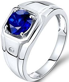 Men Sapphire Ring 14Kt White Gold Natural Diamond Sapphire Engagement Ring Mens Sapphire Ring, Mens Diamond Jewelry, Diamond Sapphire Engagement Ring, Gents Ring, Natural Emerald Rings, Fashion Paris, Mens Gold Jewelry, Jewelry Brands, Ring Sapphire