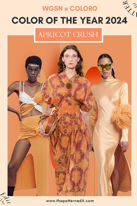 Color of the Year 2024: WGSN Apricot Crush Color Palettes Trendy Color Palette 2023, Apricot Crush, Color Of The Year 2024, Spring Summer Fashion Trends, Color Forecasting, Fashion Trend Forecast, Color Trends Fashion, Fashion Forecasting, New Years Dress