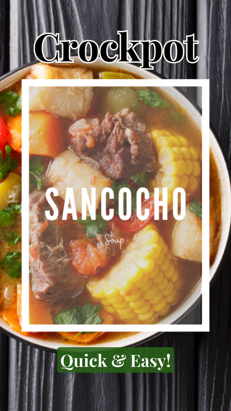 Our simple Sancocho recipe from our Crockpot Latin Recipes ebook! Perfect for a dump-and-go crockpot meal, this hearty stew combines traditional flavors with the ease of slow cooking. Ideal for easy dinner recipes and healthy crockpot meals, this dish makes meal prep effortless while delivering a comforting and flavorful experience with minimal effort. Transform your weeknight dinners with this easy crockpot recipe and enjoy every spoonful! #crockpot #slowcooker #dinneridea #easyrecipe Latino Crockpot Recipes, Crockpot Dominican Recipes, Crockpot Abondagus Soup, Puerto Rican Crockpot Recipes, Healthy Crockpot Meals, Sancocho Recipe, Hearty Stew, Recipe For Fall, Crockpot Meal