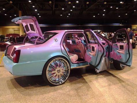 Caddy with a "sick" paint job! Candy Paint Cars, Candy Car, Car Paint Jobs, Donk Cars, Rc Vehicles, School Car, Transportation Technology, Candy Paint, Custom Car Interior