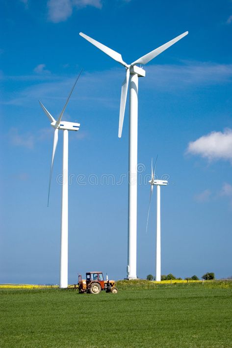 Eco Technology, Sea Horizon, Small Tractors, Wind Turbines, Green Field, Wind Farm, Sky Sea, Green Power, Wind Energy