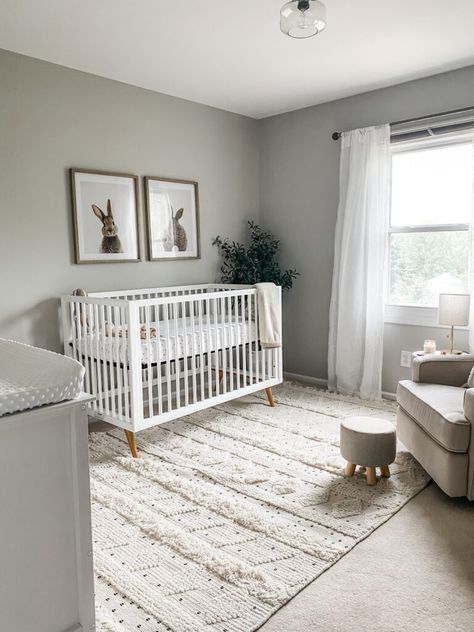 Nursery Reveal - Come Stay Awhile by Amanda Vernaci | Modern Farmhouse DIY + Home Renovation Gray Nursery Girl, Grey Baby Nursery, Baby Nursery Inspiration, Baby Room Neutral, Baby Room Themes, Baby Nursery Neutral, Nursery Closet, Nursery Room Design, Baby Room Inspiration