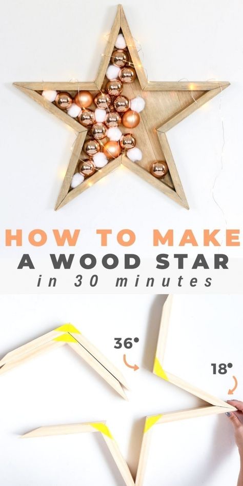 Here's how you can easily make a wood star following 5 steps ! With video and photo intructions. Hang your wood star on the wall or make a centerpiece with #happynewyear #christmascrafts #christmas Diy Wood Star, Winter Wall Decor, Christmas Diy Wood, Wreaths Fall, Christmas Crafts To Sell, Wood Stars, Christmas Wood Crafts, Wooden Stars, Christmas Wall Decor