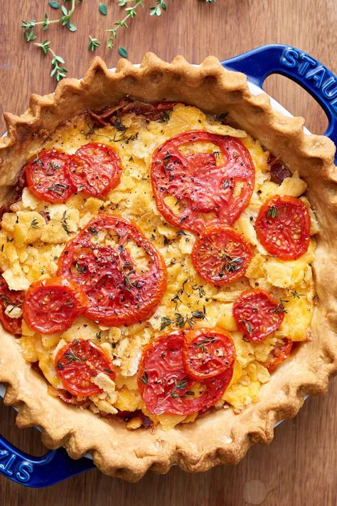 Southern Tomato Pie Recipe | Kitchn | Kitchn Southern Tomato Pie, Tomato Pie Recipe, Monte Cristo Sandwich, Butter Crackers, Fresh Tomato Recipes, Burrata Salad, Tomato Pie, Club Sandwich, Juicy Tomatoes