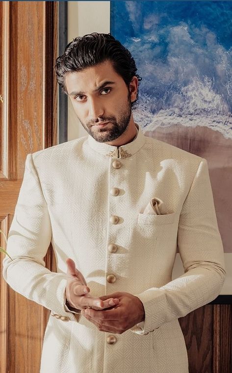 Sadaf Fawad Khan, Ivory Sherwani, Ahad Raza Mir, Mens Party Wear, Fawad Khan, Mens Indian Wear, Stylish Men Wear, Groom Dress Men, Wedding Dresses Men Indian