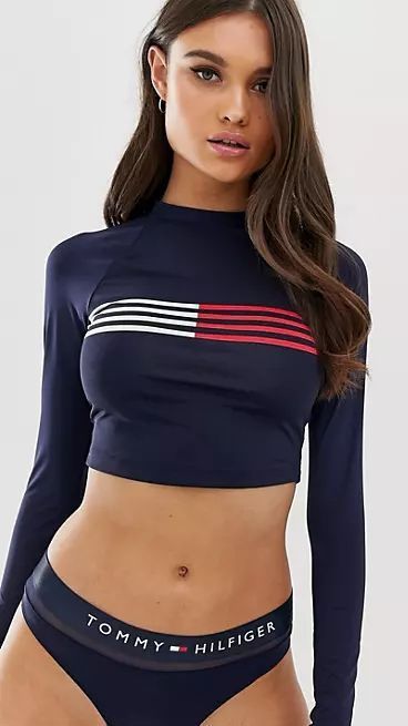 Tommy Hilfiger Swimsuit, Top Swimwear, Sport Bikinis, Nice Bikinis, Swimsuits Outfits, Cargo Pants Outfit, Tommy Hilfiger Outfit, Fashion Tights, Sporty Girls