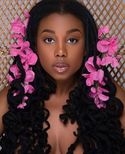 Locs Photoshoot, Photoshoot Backdrops, Bachelorette Themes, Natural Women, Pretty Flowers, Locs, Hair Inspiration, Black Women, Natural Hair Styles