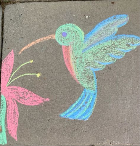 Hummingbird Chalk Art, Easy Chalk Pastel Art, Chalk Ideas Easy, Easy Sidewalk Chalk Art, Cute Chalk Drawings, Chalk Drawing Ideas, Chalk Art Easy, Chalk Doodles, Easy Chalk Art