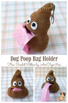 Crochet Pet, Dog Waste Bag Holder, Dog Crochet, Dog Poop Bag Holder, Crochet Dog Patterns, Poop Bag Holder, Fun Crochet Projects, Crochet Dog, Diy Crochet Projects