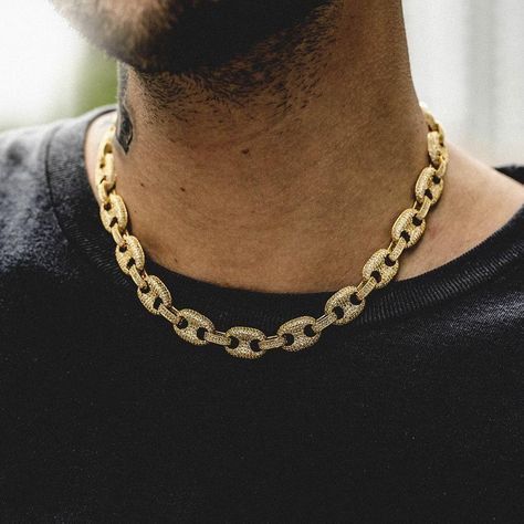 Iced Gucci Link Necklace Luxury Classic Men's Cuban Link Necklace, Luxury Gold Cuban Link Chain Necklace, Luxury Cuban Link Yellow Gold Chain Necklace, Luxury Men's Cuban Link Necklace, Luxury Men’s Cuban Link Necklace With Curb Chain, Choker Diamond, Gucci Necklace, Choker Necklace Gold, Finger Bracelets