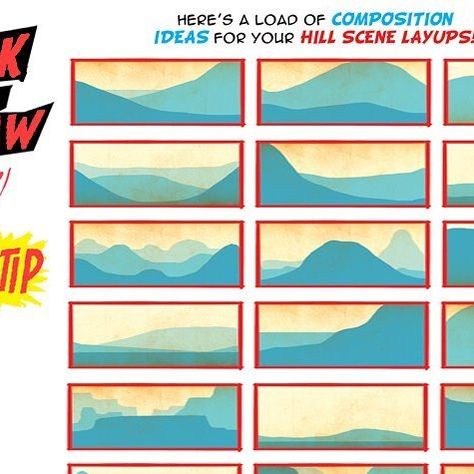 The Etherington Brothers on Instagram: "HILLS from the How to THINK When You Draw ENCYCLOPEDIA - the world’s ONLY encyclopedia of drawing tutorials, posted up FREE for EVERYONE, FOREVER, with NEW and CLASSIC tutorials coming up EVERY DAY only on our Instagram here: @etheringtonbrothers :) Lorenzo! #arttips #arttutorial #drawingtips #artprocess #stepbystepart #drawingtutorial #howtodraw #learnuary #howtodraw #drawingtutorial #conceptart #gamedev #animationdev #gameart #tutorial #inktober #sket How To Think When You Draw Composition, How To Draw Hills, Hills Drawing, Landscape Composition, Etherington Brothers, Hill Landscape, Brothers Art, How To Think, Illustration Art Drawing