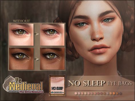 Sims4 - Eye bags for those tired overworked sims. This is part of the YeMedieval collection at TSR (TS4) - RemusSirion #ts4 #ts4cc #thesims4 #thesims4cc #s4cc #sims4 #sims4cc #tsr #thesimsresource #remussirion #medieval #yemedieval Sims 4 Alpha, Sims 4 Medieval, Sims 3 Cc, Sims 4 Cc Eyes, Makeup Cc, Skin Details, Sims 4 Cc Makeup, Sims 4 Cc Skin, Sims 4 Body Mods