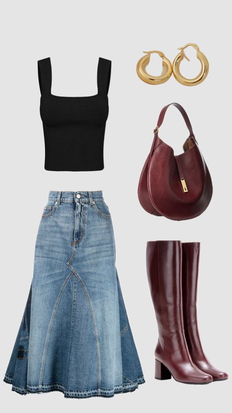 Jeans Skirt, 2000s Fashion Outfits, Looks Street Style, A Skirt, Mode Inspo, Looks Chic, Outfit Inspo Fall, Mode Inspiration, Lookbook Outfits