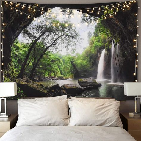 Amazon.com: Ice jazz Mountain Cave Tapestry Waterfall Tapestry Forest Tree Tapestry Nature Tapestry Wall Hanging for Bedroom Living Room Dorm: Home & Kitchen Mountain Cave, Nature Tapestry, Landscape Tapestry, Mountain Tapestry, Cheap Wall Tapestries, Natural Bedroom, Tapestry Nature, Tree Tapestry, Forest Tapestry