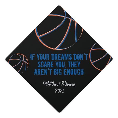 Basketball Dreams Graduation Cap Topper - tap to personalize and get yours #basketball, #dreams, #graduation, #cap, #topper, Basketball Theme, Graduation Cap Toppers, Senior Quotes, Graduation Hat, Graduation Cap Decoration, Cap Decorations, Cap Designs, Prayer Verses, Grad Cap