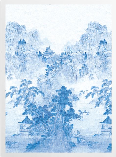 'Ming Mountain Scenic China Blue' Art prints Chinese Scroll, Storage Products, Blue Art Prints, Wallpaper Murals, Unframed Art Prints, China Art, Blue China, Blue Art, Unframed Art