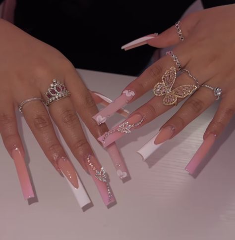 Girly Acrylic Nails, Long Acrylic Nails Coffin, Acrylic Nails Coffin Pink, Unique Acrylic Nails, Long Square Acrylic Nails, Bling Acrylic Nails, Acrylic Nails Coffin Short, Pink Acrylic Nails, Square Acrylic Nails