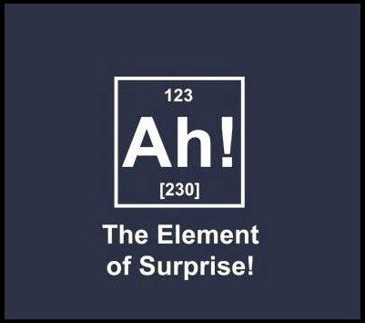 This is funnier to me than it probably should be lol Chemistry Puns, Nerdy Humor, Science Puns, Nerd Jokes, Chemistry Jokes, Element Of Surprise, Nerd Humor, Science Jokes, Geek Humor