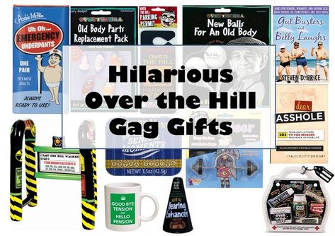 Image result for gag gift ideas for over the hill party Funny Over The Hill Gifts, 60 Gag Gifts Over The Hill, Over The Hill Party Ideas For Men, Gag Gifts 50th Birthday, 50th Birthday Gag Gifts Women, 30th Birthday Gag Gifts Women, Over The Hill Party Ideas, Happy 50 Birthday Funny, Funny Gift Baskets