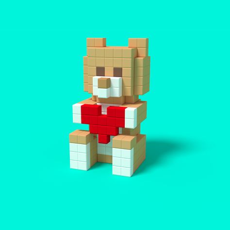 Teddy Bear Minecraft Build, Minecraft Bear Build, Minecraft 3d Art, Minecraft Teddy Bear Build, Minecraft Bear Statue, Minecraft Teddy Bear, Minecraft Build Battle Ideas, Bunny Minecraft, Bear Minecraft