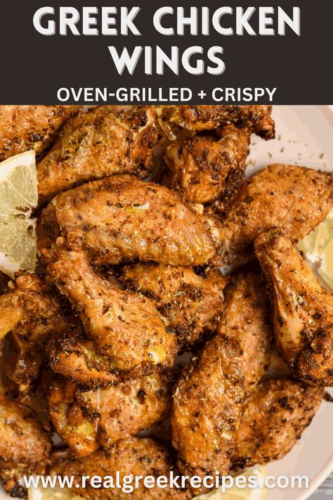 Greek Chicken Wings, Wings Oven, Chicken Wing Marinade, Oven Chicken Wings, Baked Chicken Wings Oven, Chicken Wing Recipes Baked, Perfect Roast Chicken, Grilled Wings, Greek Chicken Recipes