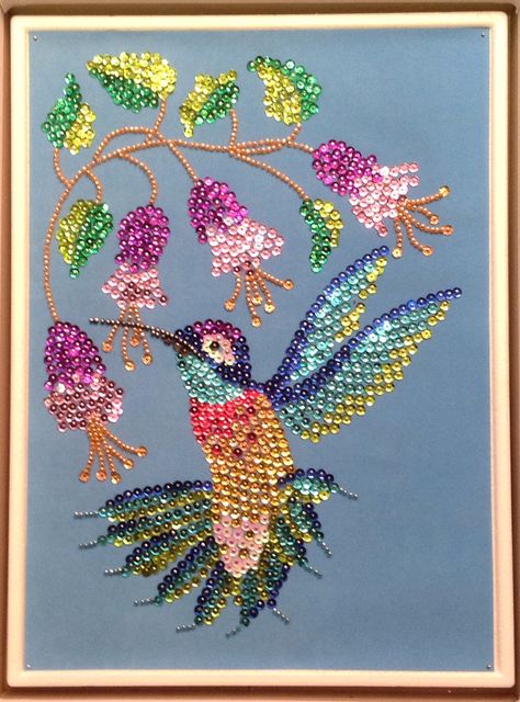 Sequin Art humming bird with beads Birds Craft Ideas, Sequins Craft, Ideas With Beads, Birds Craft, Repurposed Crafts, Ideas Cuadros, Sequin Art, Seed Bead Art, Rhinestone Designs Pattern