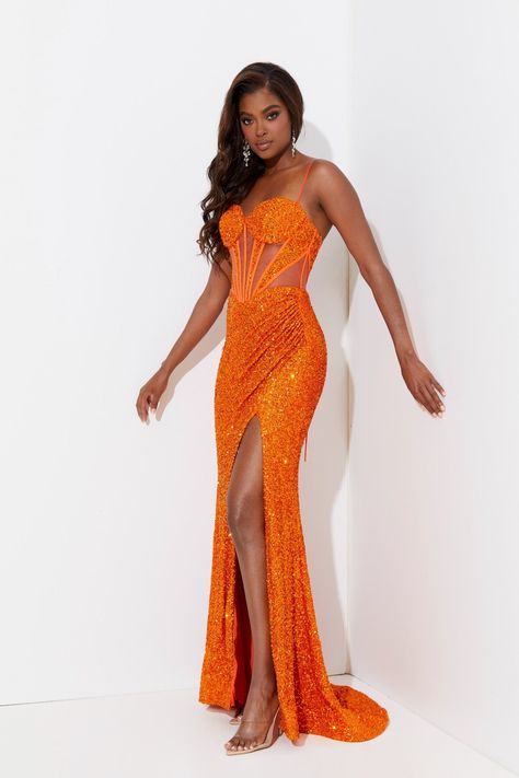 Jasz Couture Glass Corset, Bustier Prom Dress, Jasz Couture Prom Dresses, Hoco Inspo, Orange Prom Dresses, Jasz Couture, Prom Dress Stores, Prom Dress Styles, Senior Prom