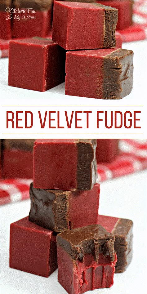 Candy Cane Fudge, Velvet Fudge, Red Velvet Fudge, Valentines Desserts, Easy Red Velvet, Homemade Fudge Recipes, Romantic Desserts, Fudge Recipes Chocolate, Decadent Chocolate Desserts