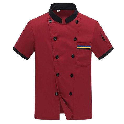 summer women and men kitchen restaurant cook workwear Red chef uniform white shirt chef jacket _ - AliExpress Mobile Kids Deadpool Costume, Cooking Clothes, Cook Clothes, Chef Shirt, Bakery Food, Restaurant Uniforms, Chef Shirts, Chef Jackets, Chef Uniform