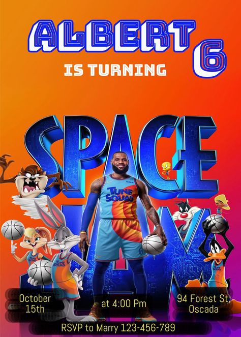 Space Jam Birthday Party, Space Jam Birthday, Monster Invitations, Party Location, Space Jam A New Legacy, Gender Reveal Party Theme, Custom Party Favors, Pump It Up, Space Jam