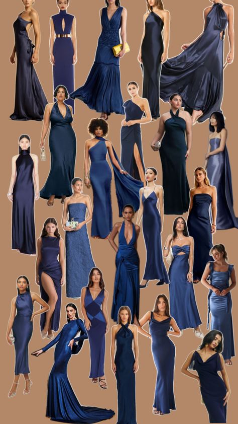 Dark Blue hues of any material Dark Blue Gown, Dark Blue Prom Dresses, Dark Blue Bridesmaid Dresses, Blue Wedding Guest Dresses, Dark Blue Wedding, Prom Dress Inspo, Summer Bridesmaid Dresses, Light Blue Prom Dress, Gorgeous Prom Dresses