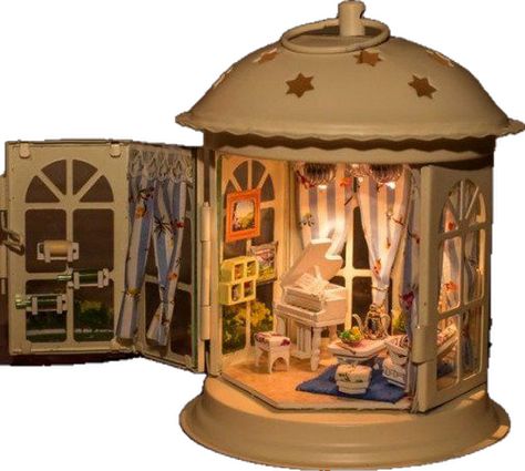 Room Box Miniatures, Lantern Ideas, Doll House Crafts, Miniature Rooms, Wooden Dollhouse, Miniature Diy, Fairy Garden Diy, Romantic Homes, Miniature Houses