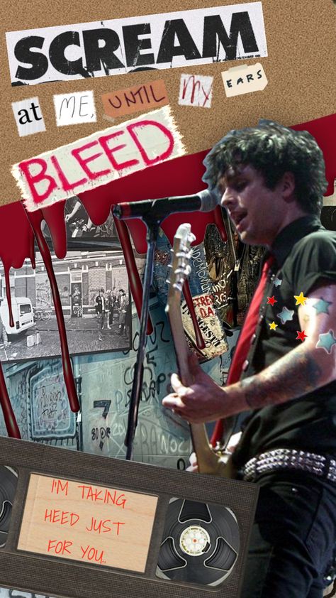 Greenday Wallpapers, Pop Punk Aesthetic, Rock Collage, Pop Punk Music, Green Day Band, Joe Armstrong, Punk Aesthetic, Billie Joe Armstrong, Punk Music